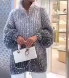 Manteau en tricot élégant Fiorena Rosa™ Calista – Design à paillettes moderne