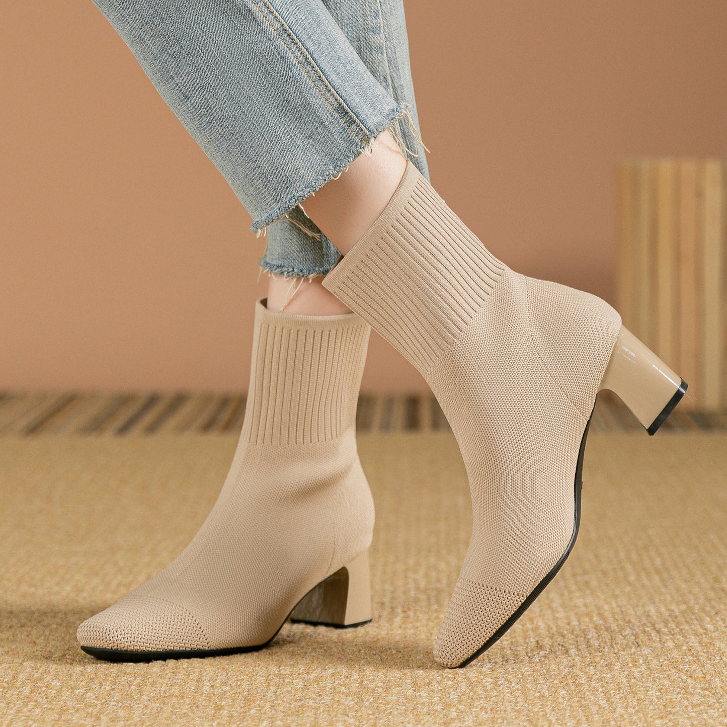 Bottes chaussettes Fiorena Rosa™ Calista – Talon élastique tricoté chic