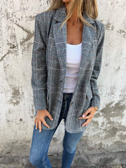 Blazer pied-de-poule Fiorena Rosa™ Elowen – Style rétro chic