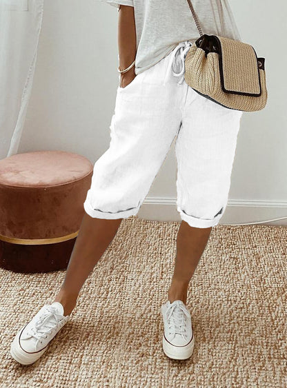Pantalon en coton et lin Fiorena Rosa™ Selara – Pantalon chic à taille élastique