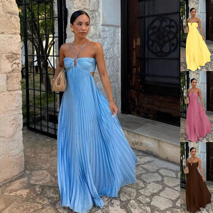 Robe plissée dos nu Fiorena Rosa™ Celestia
