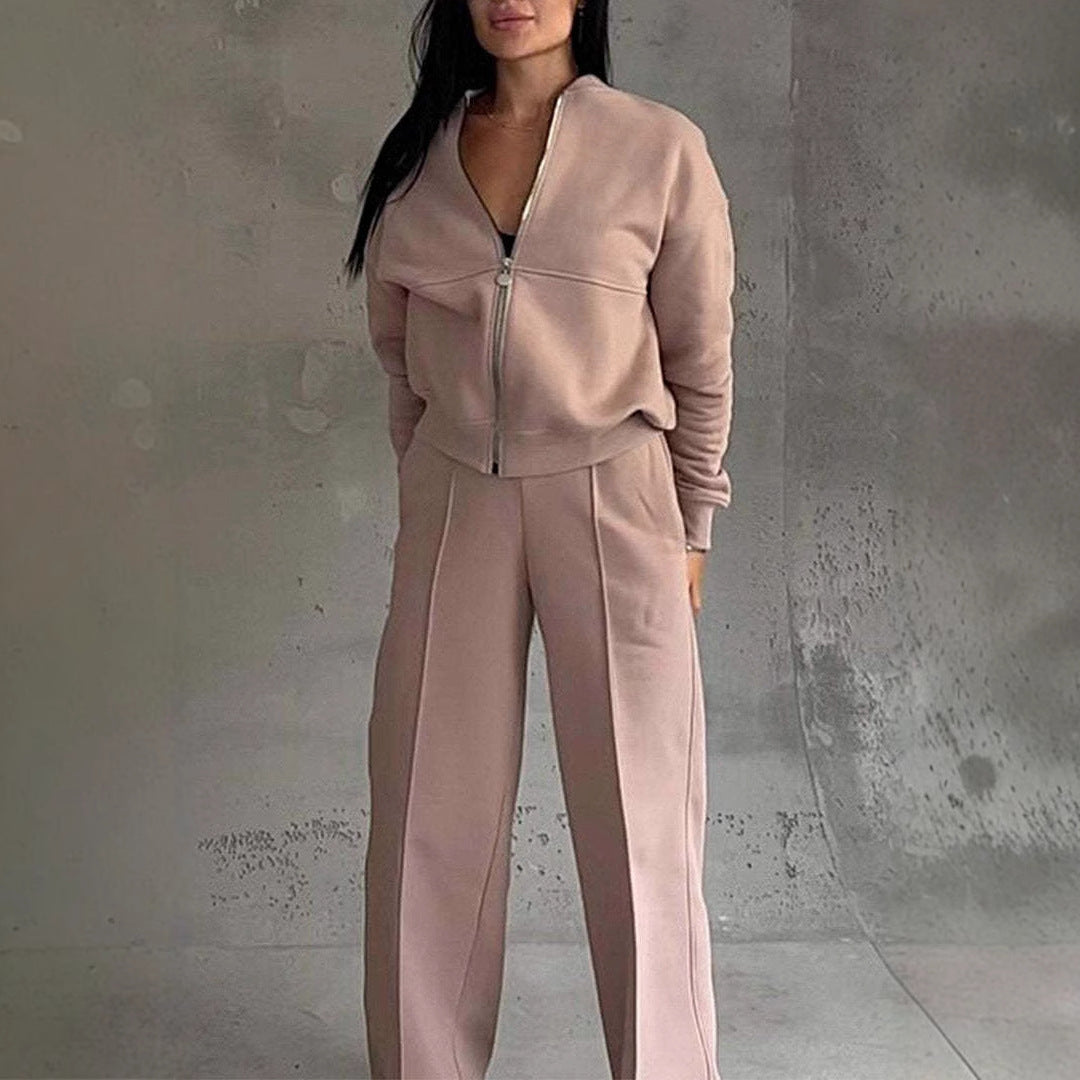 Ensemble actif Valeria de Fiorena Rosa™ – Veste zippée chic et pantalon large