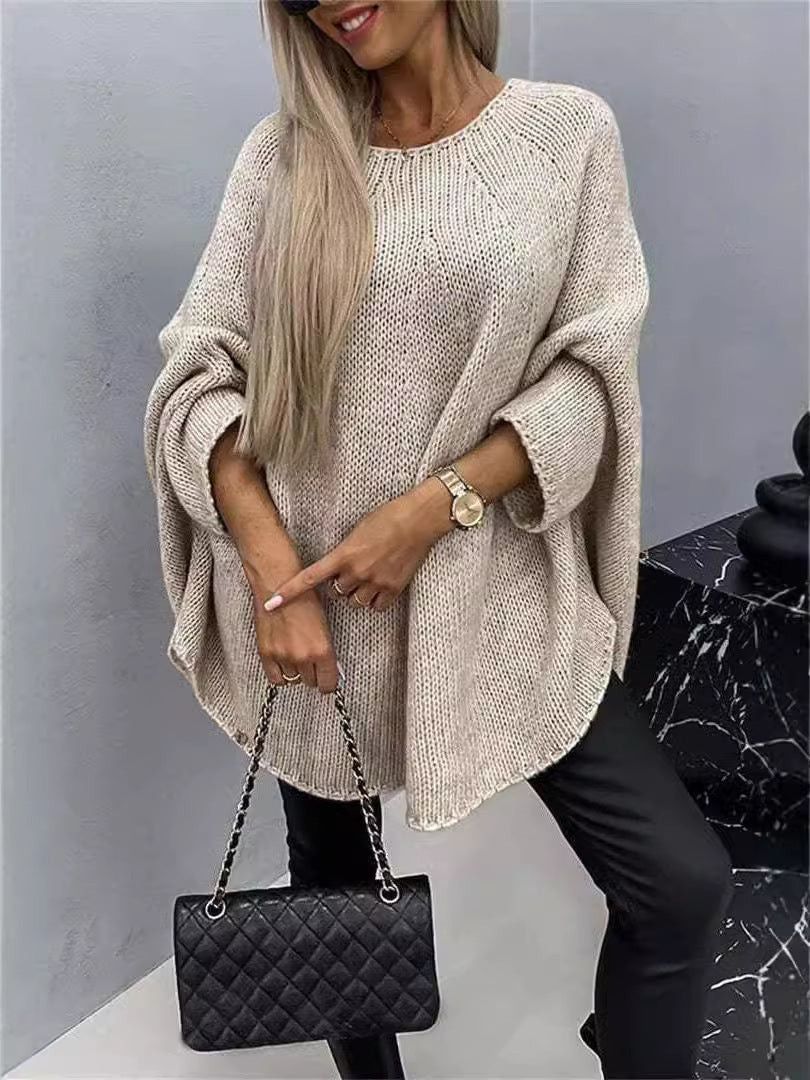 Pull surdimensionné en tricot Fiorena Rosa™ Althea – Pull confortable à manches chauve-souris