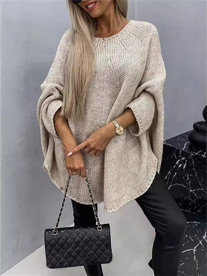 Pull surdimensionné en tricot Fiorena Rosa™ Althea – Pull confortable à manches chauve-souris
