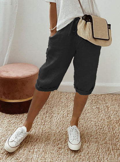 Pantalon en coton et lin Fiorena Rosa™ Selara – Pantalon chic à taille élastique