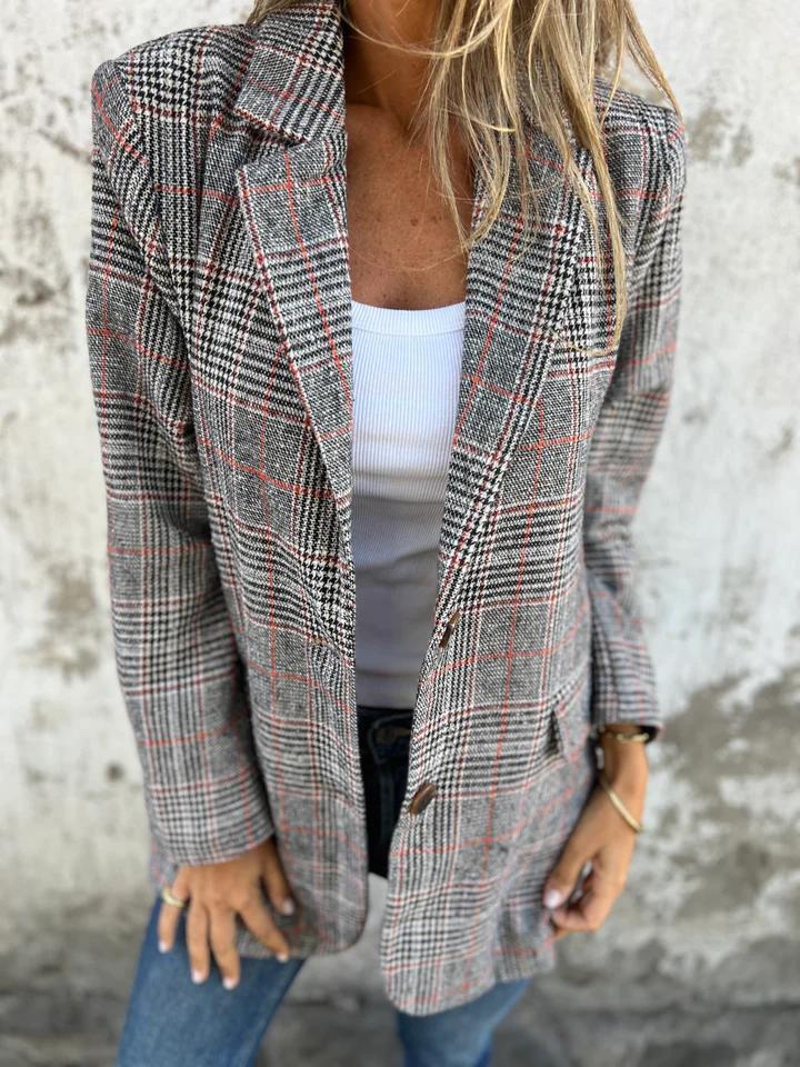 Blazer pied-de-poule Fiorena Rosa™ Elowen – Style rétro chic