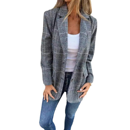 Blazer pied-de-poule Fiorena Rosa™ Elowen – Style rétro chic