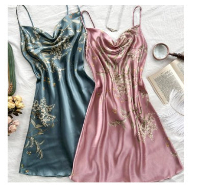 Chemise de nuit en soie Fiorena Rosa™ Livia – Imprimé cerises Confort estival