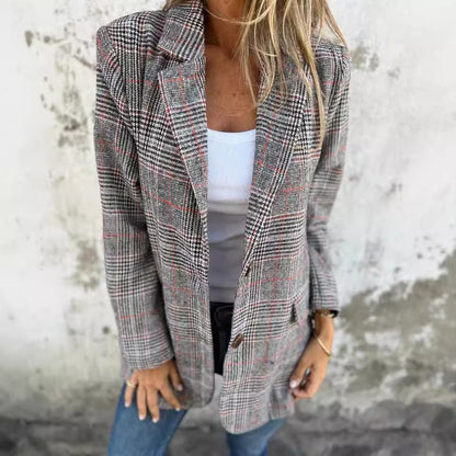 Blazer pied-de-poule Fiorena Rosa™ Elowen – Style rétro chic