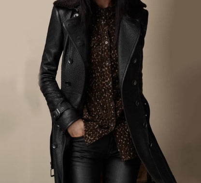 Veste en cuir croisée Fiorena Rosa™ Elowen – Coupe slim élégante