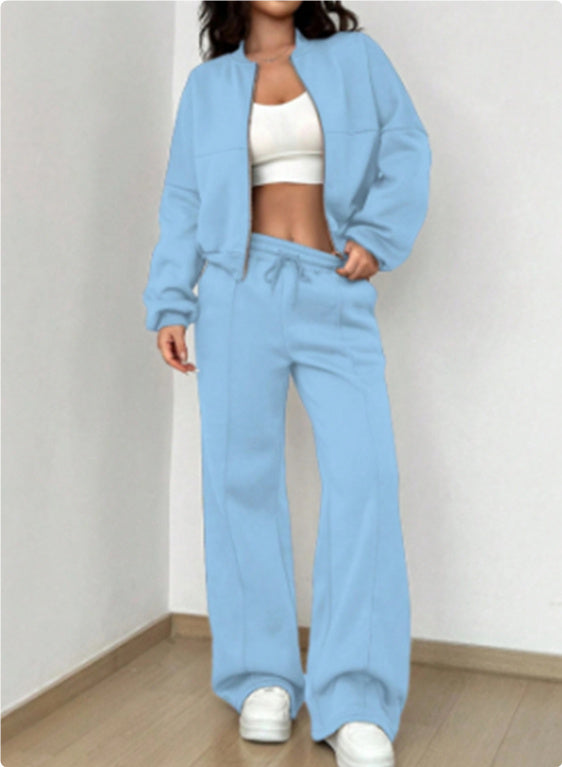 Ensemble actif Valeria de Fiorena Rosa™ – Veste zippée chic et pantalon large