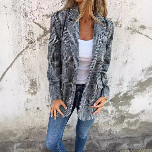 Blazer pied-de-poule Fiorena Rosa™ Elowen – Style rétro chic