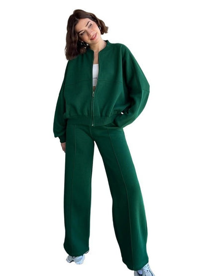 Ensemble actif Valeria de Fiorena Rosa™ – Veste zippée chic et pantalon large