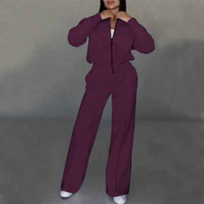 Ensemble actif Valeria de Fiorena Rosa™ – Veste zippée chic et pantalon large