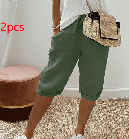 Pantalon en coton et lin Fiorena Rosa™ Selara – Pantalon chic à taille élastique