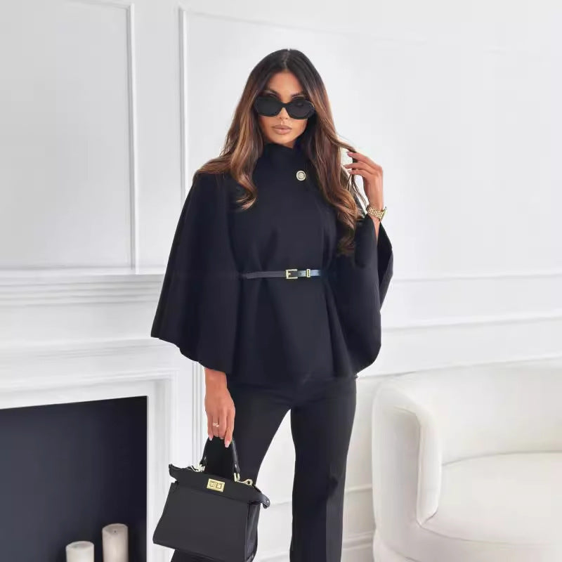 Haut à col montant Fiorena Rosa™ Vesper – Manteau pull oversize chic