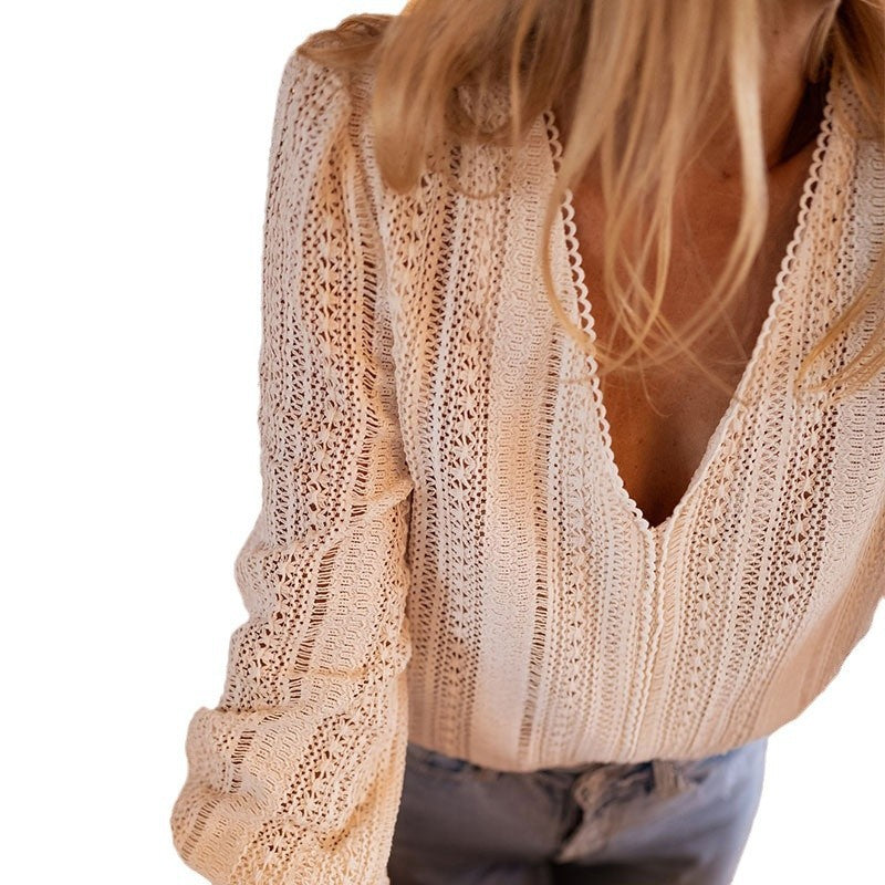 Haut classique à manches longues Fiorena Rosa™ – Chemise décontractée élégante à col en V