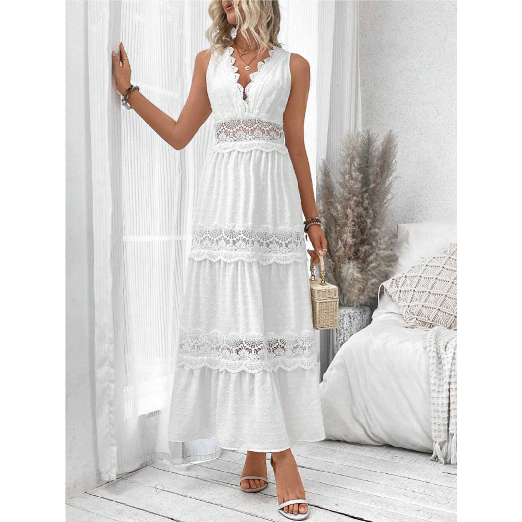 Robe en dentelle à col en V Fiorena Rosa™ Evelina