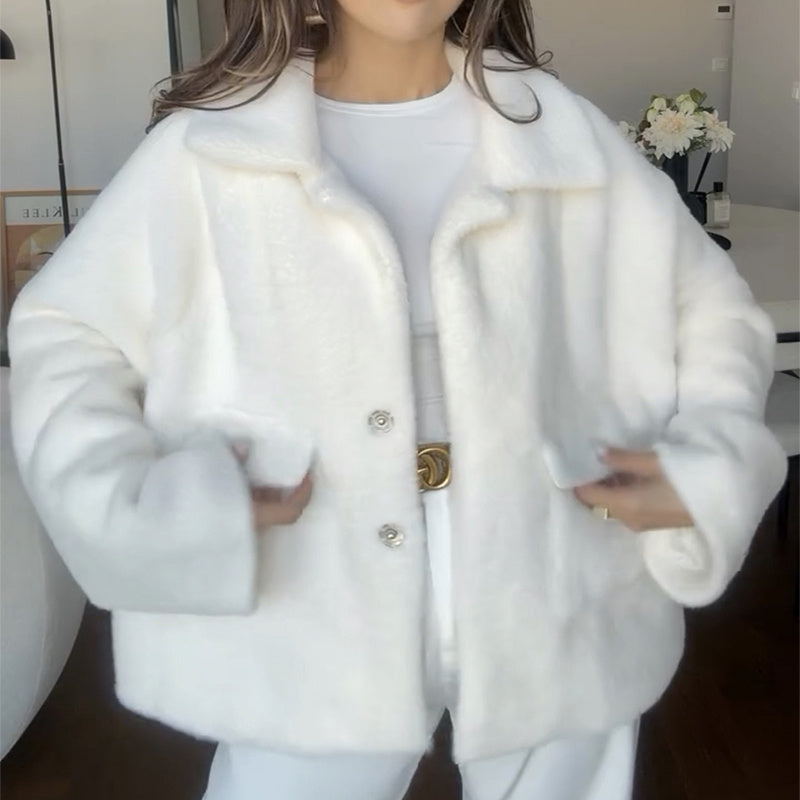 Veste en peluche Fiorena Rosa™ Maris – Revers élégant et confort à manches longues