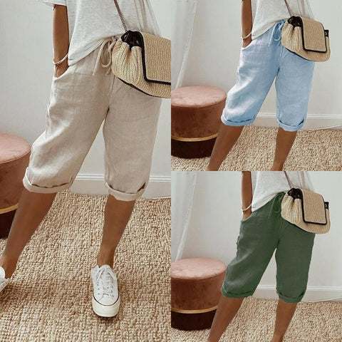 Pantalon en coton et lin Fiorena Rosa™ Selara – Pantalon chic à taille élastique