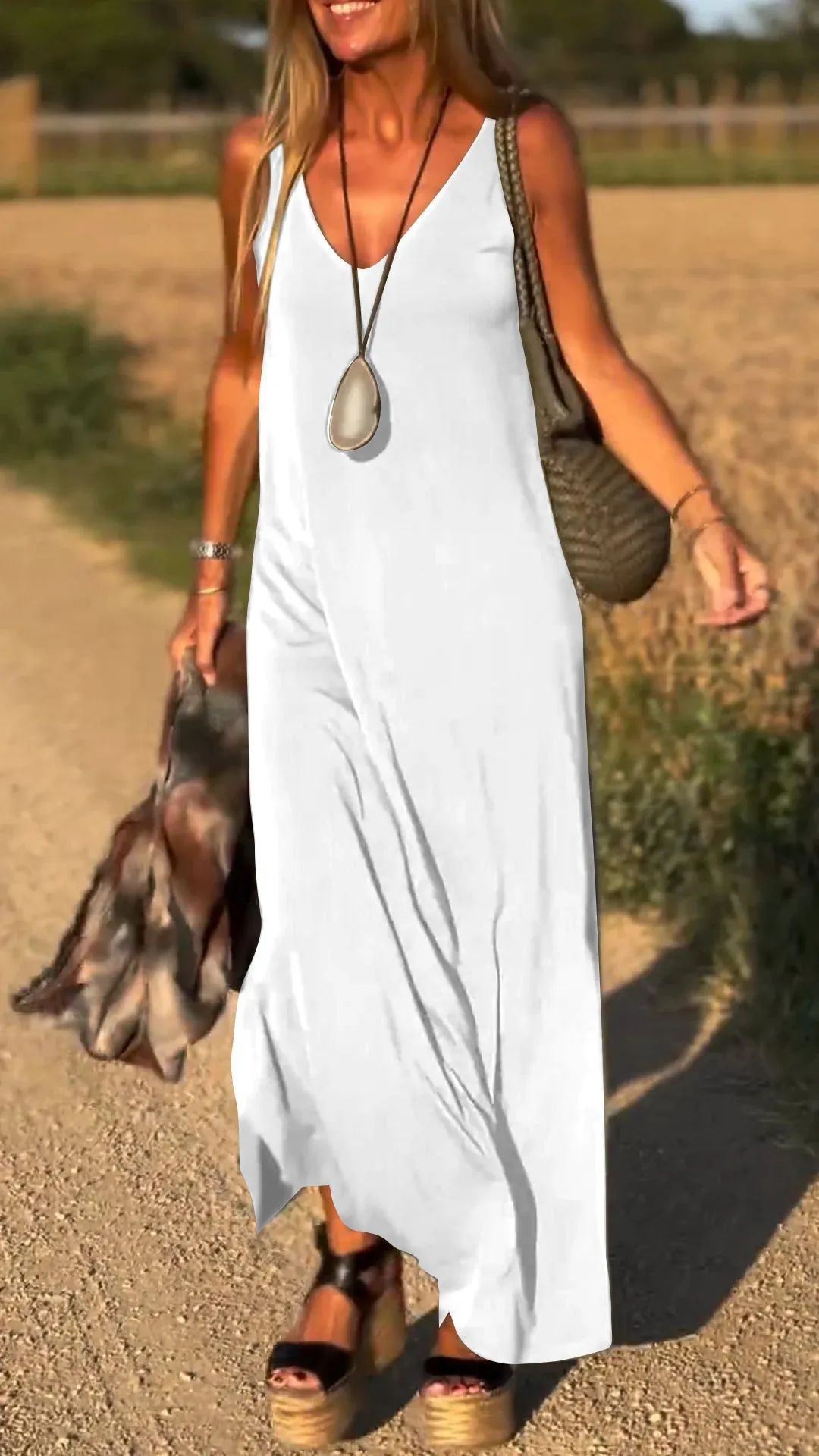 Robe à col en V chic Fiorena Rosa™ Aria