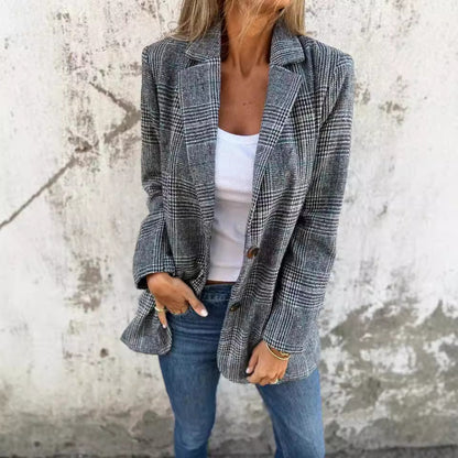 Blazer pied-de-poule Fiorena Rosa™ Elowen – Style rétro chic