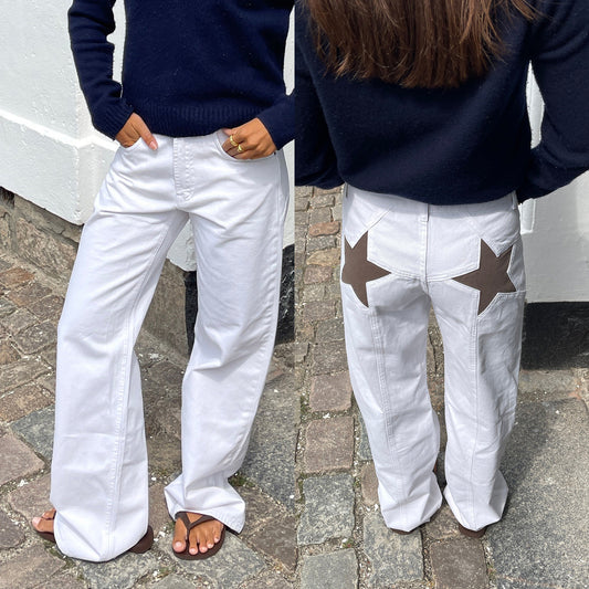 Jean Fiorena Rosa™ Marcelline Star Patch – Style rétro décontracté à blocs de couleurs