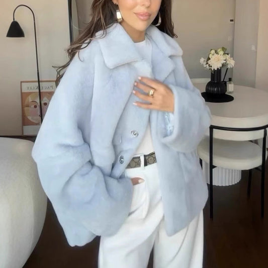 Veste en peluche Fiorena Rosa™ Maris – Revers élégant et confort à manches longues