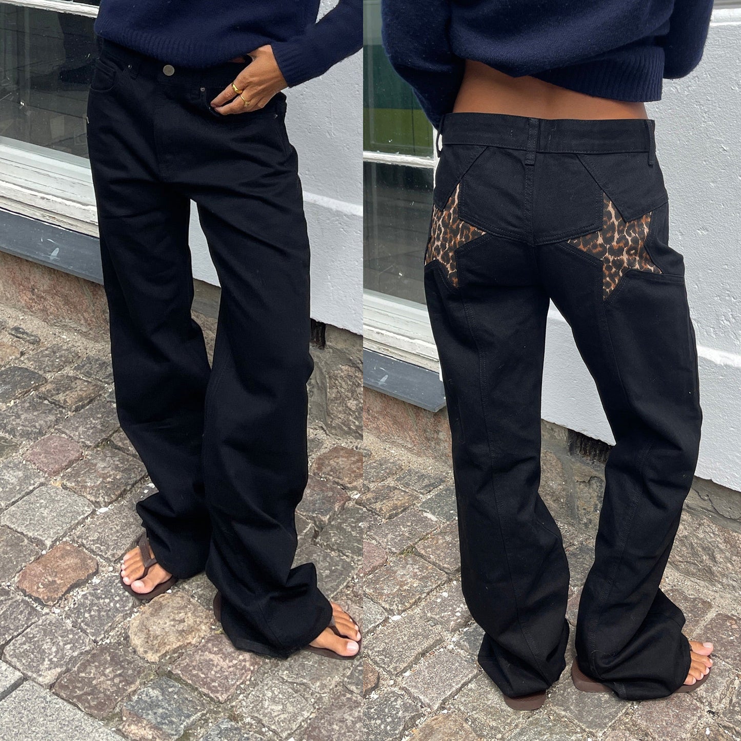 Jean Fiorena Rosa™ Marcelline Star Patch – Style rétro décontracté à blocs de couleurs