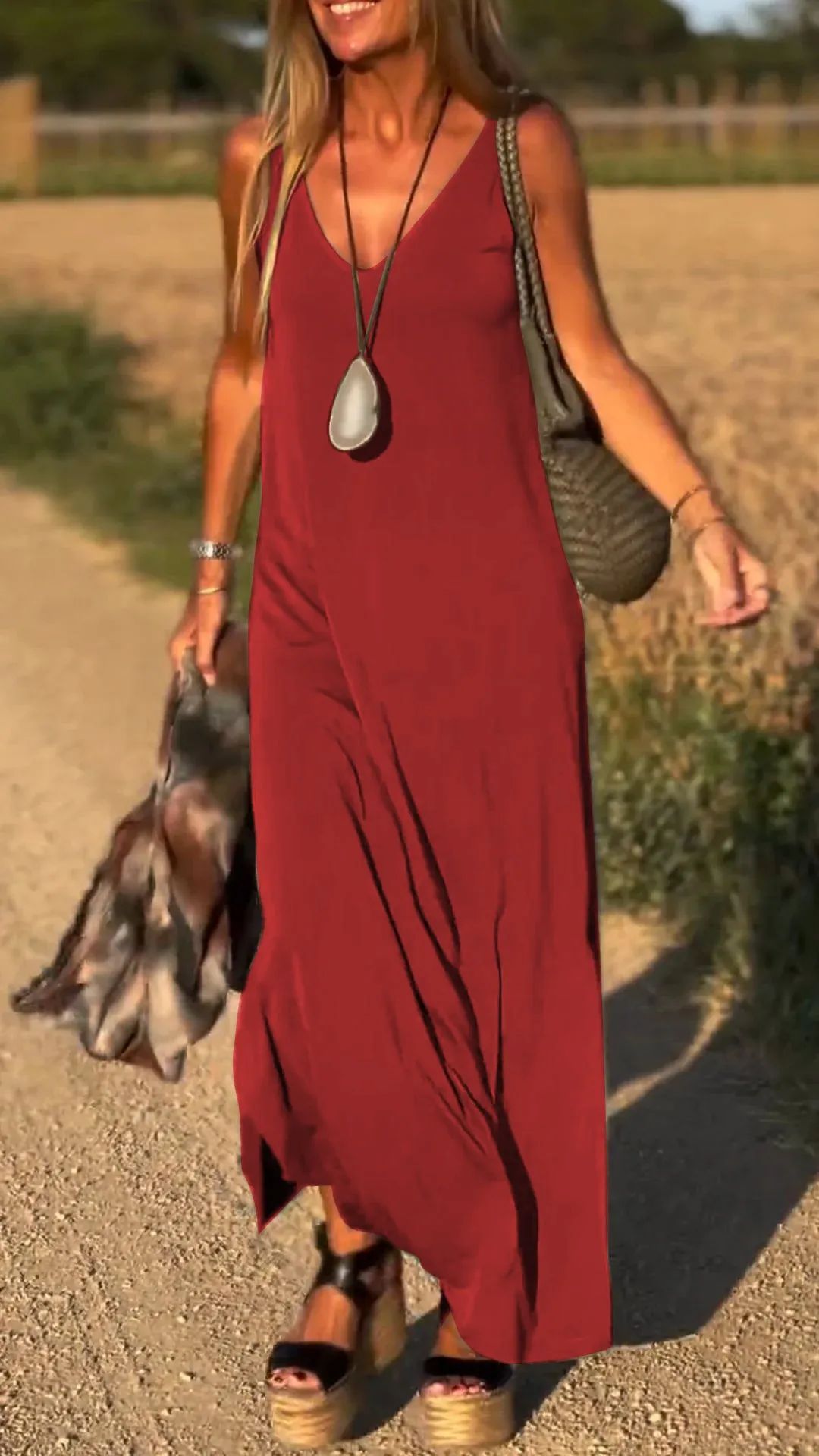 Robe à col en V chic Fiorena Rosa™ Aria