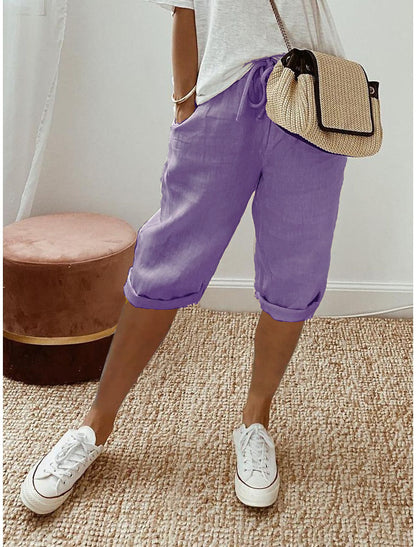 Pantalon en coton et lin Fiorena Rosa™ Selara – Pantalon chic à taille élastique