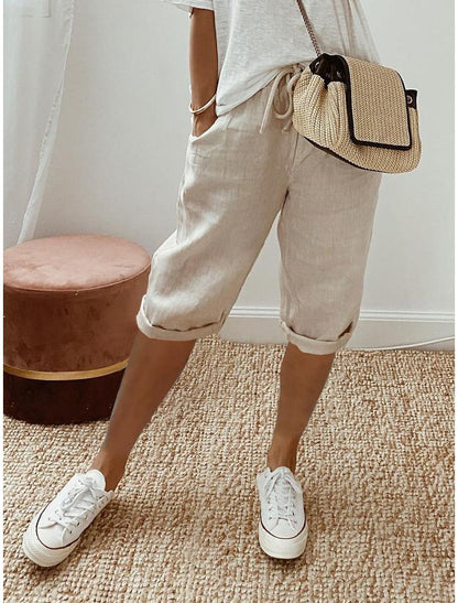 Pantalon en coton et lin Fiorena Rosa™ Selara – Pantalon chic à taille élastique
