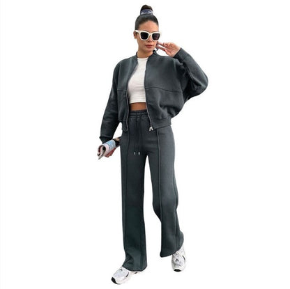Ensemble actif Valeria de Fiorena Rosa™ – Veste zippée chic et pantalon large