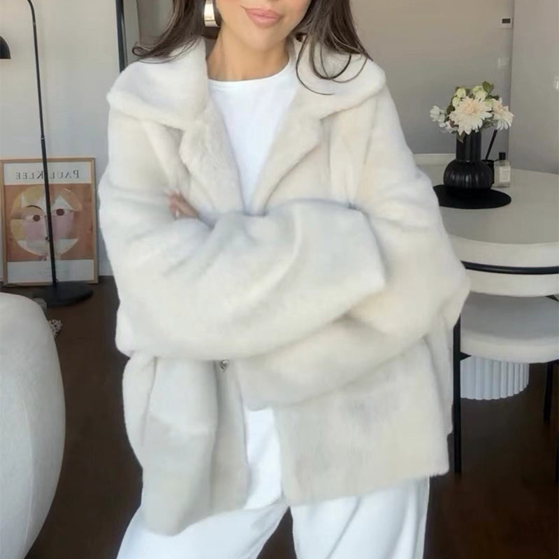 Veste en peluche Fiorena Rosa™ Maris – Revers élégant et confort à manches longues