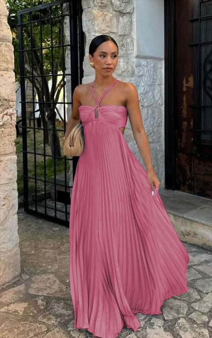 Robe plissée dos nu Fiorena Rosa™ Celestia